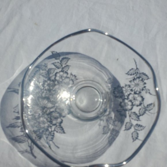 Vtge Silver City Crystal Springtime Platter Sterling Silver Overlay candy bowl - Picture 7 of 10